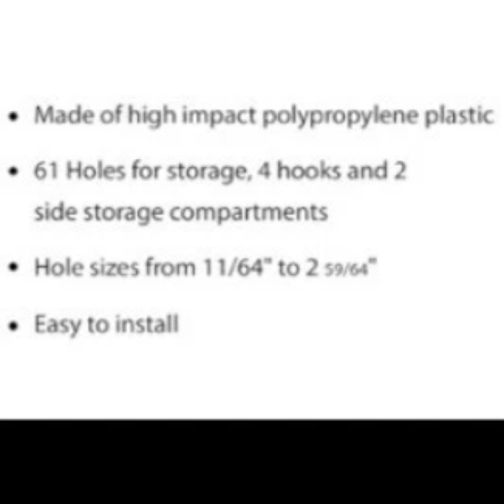 Tool Utility Storage Organizer 61 Slots, 4 Hooks, & 1 Compartment Men Unisex - Picture 6 of 6